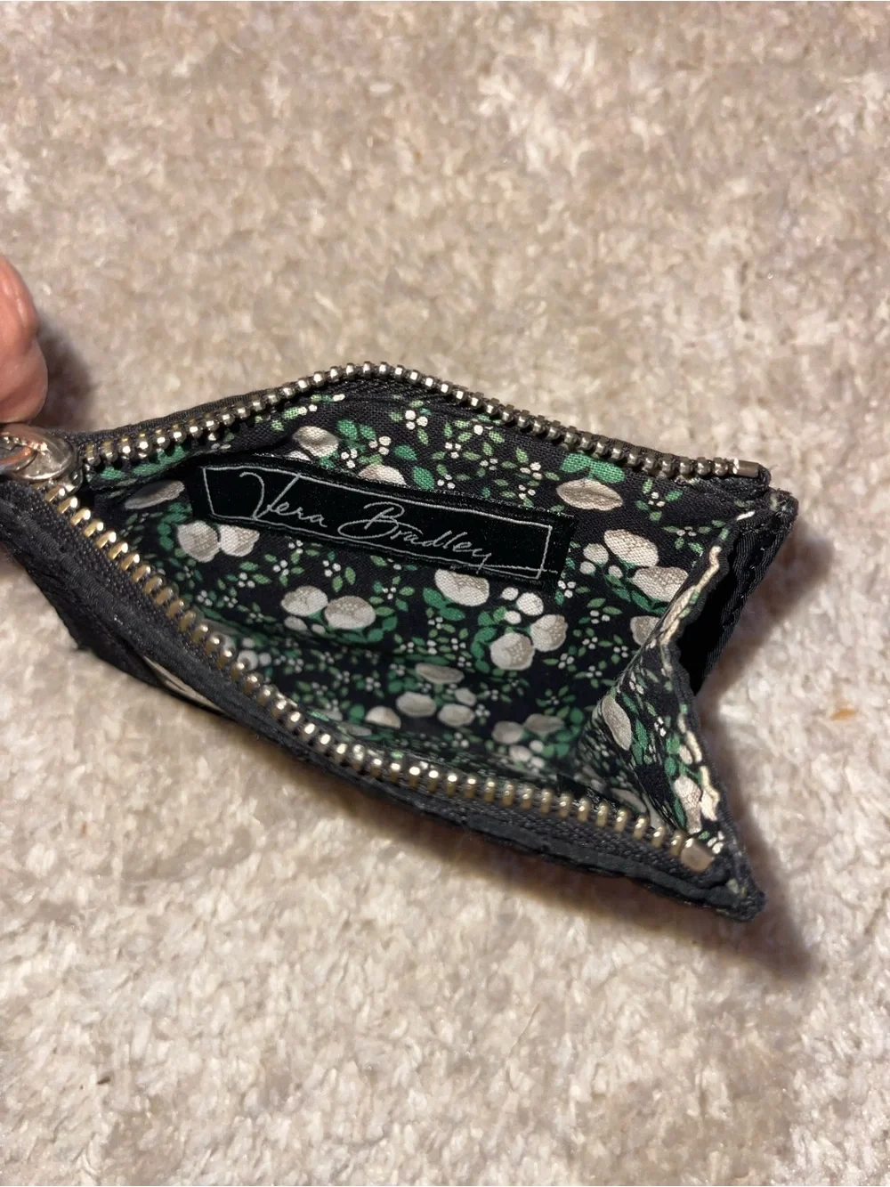 Vera Bradley Black Quilted Zip Card Pouch